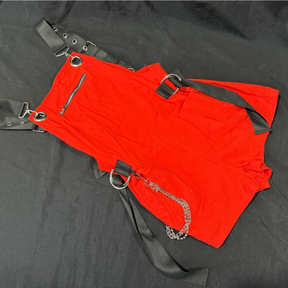 Fashion Nova Red Jumpsuit with Black Straps